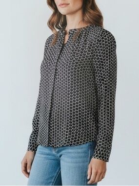 Banana republic black heart print blouse, XSmall